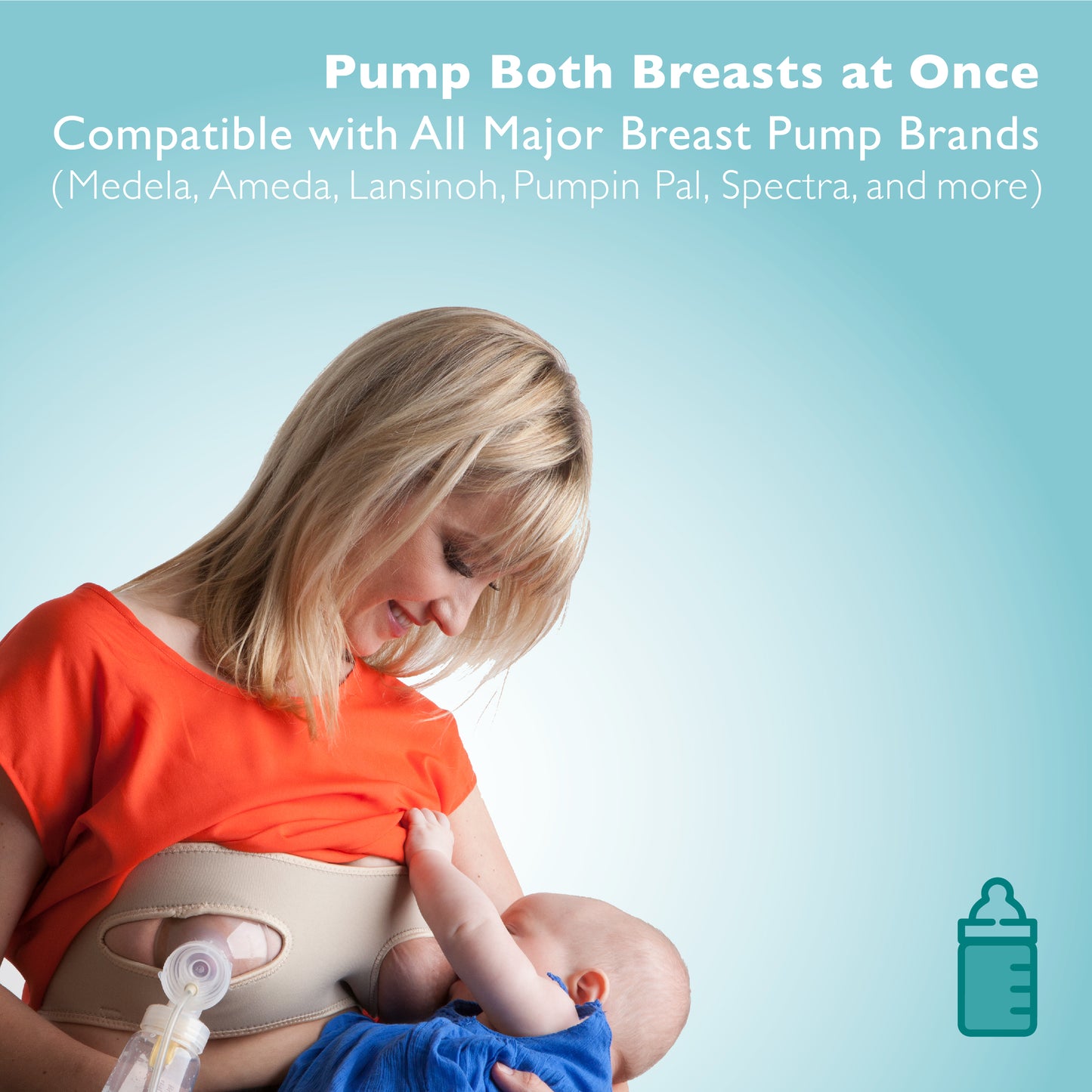 Pump Strap HandsFree Pumping & Nursing Bra – Pump More in Less Time - Fits All Moms, Beige