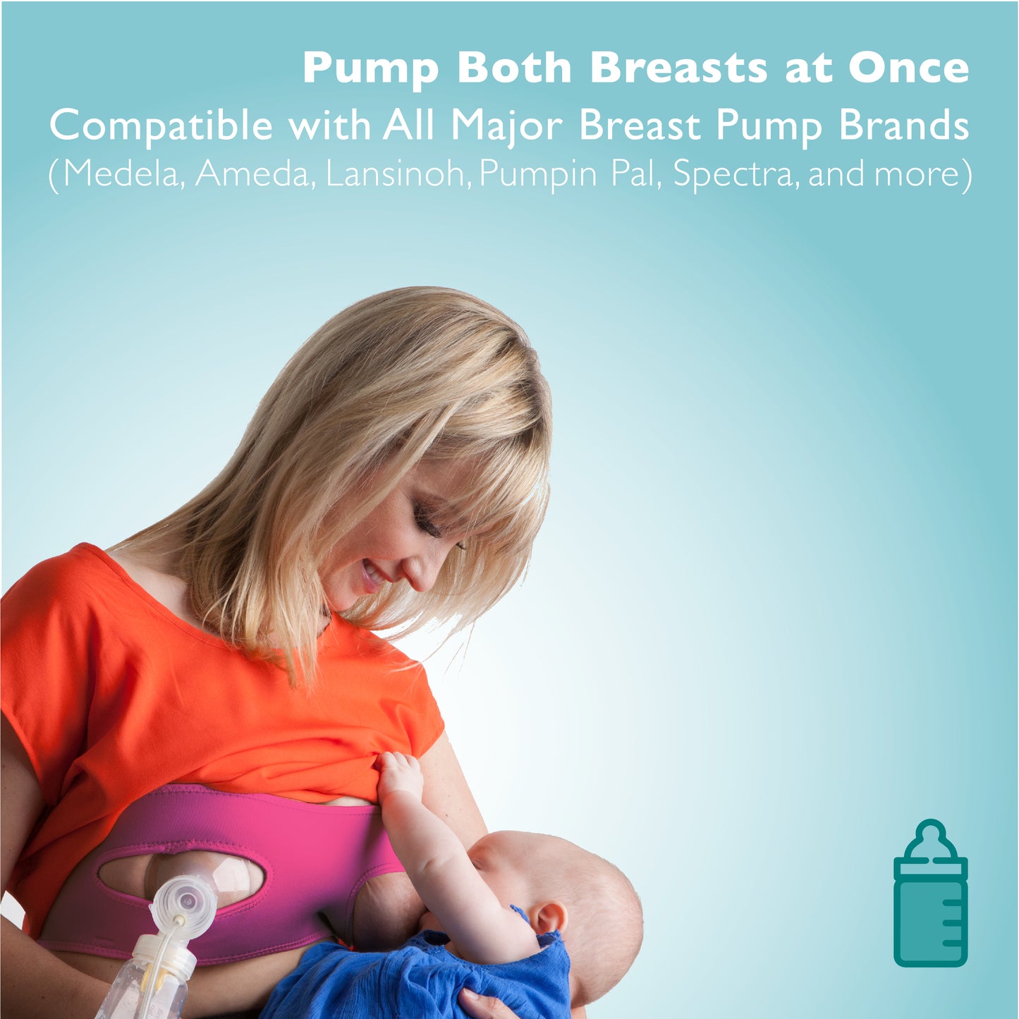 Pump Strap HandsFree Pumping & Nursing Bra – Pump More in Less Time - Fits All Moms, Pink