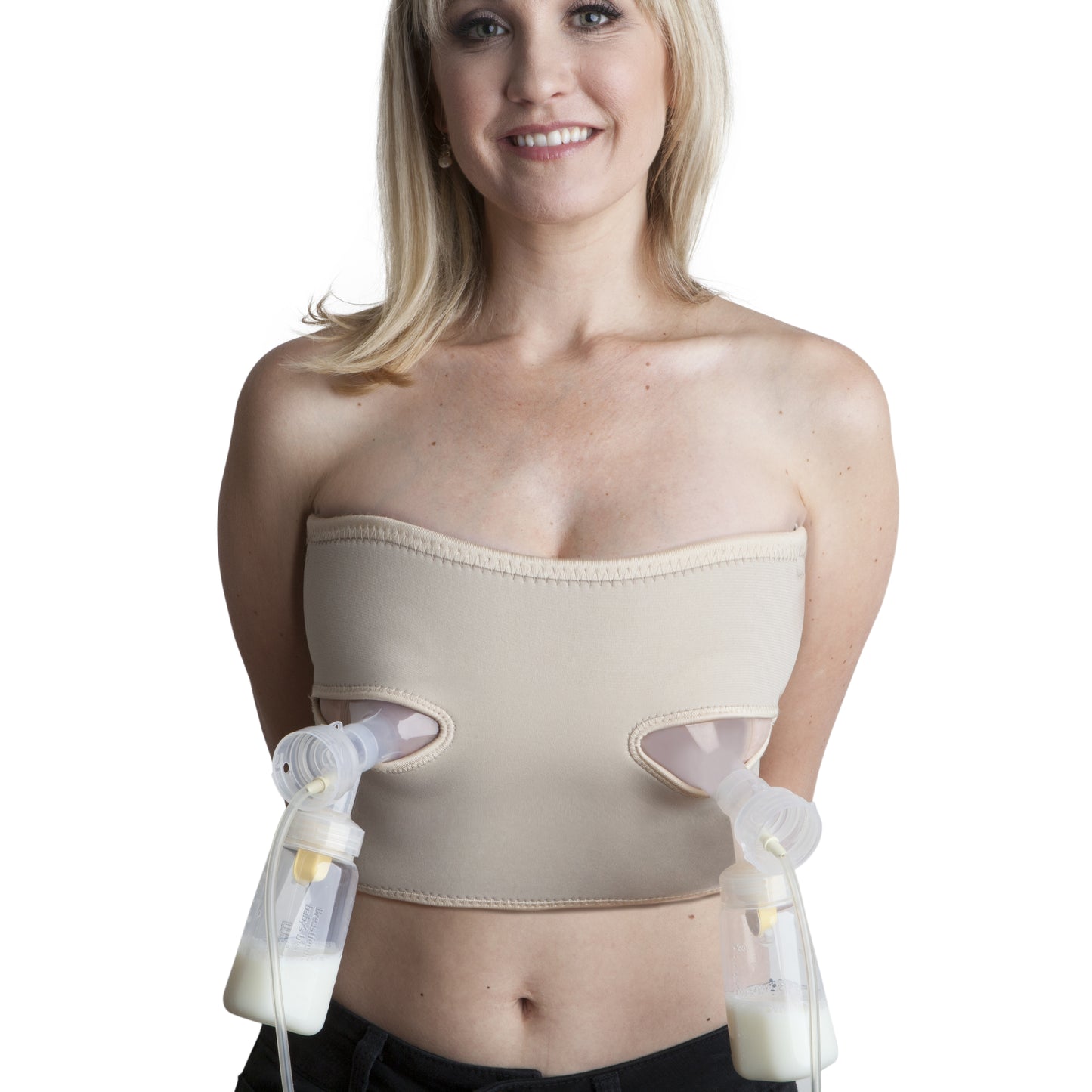 Pump Strap HandsFree Pumping & Nursing Bra – Pump More in Less Time - Fits All Moms, DD+ Beige