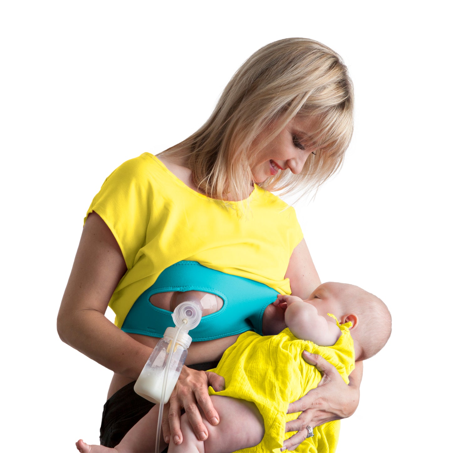 Pump Strap HandsFree Pumping & Nursing Bra – Pump More in Less Time - Fits All Moms, Turquoise