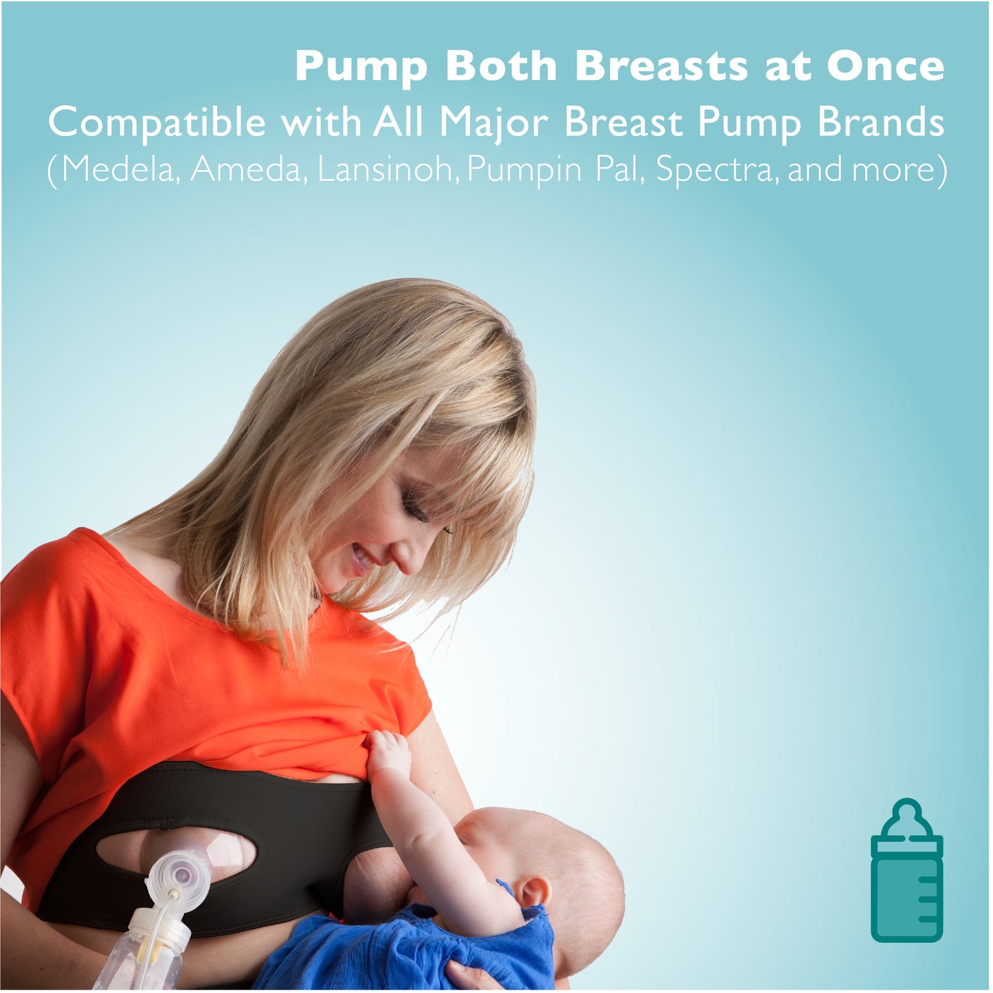 Pump Strap HandsFree Pumping & Nursing Bra – Pump More in Less Time - Fits All Moms, Black