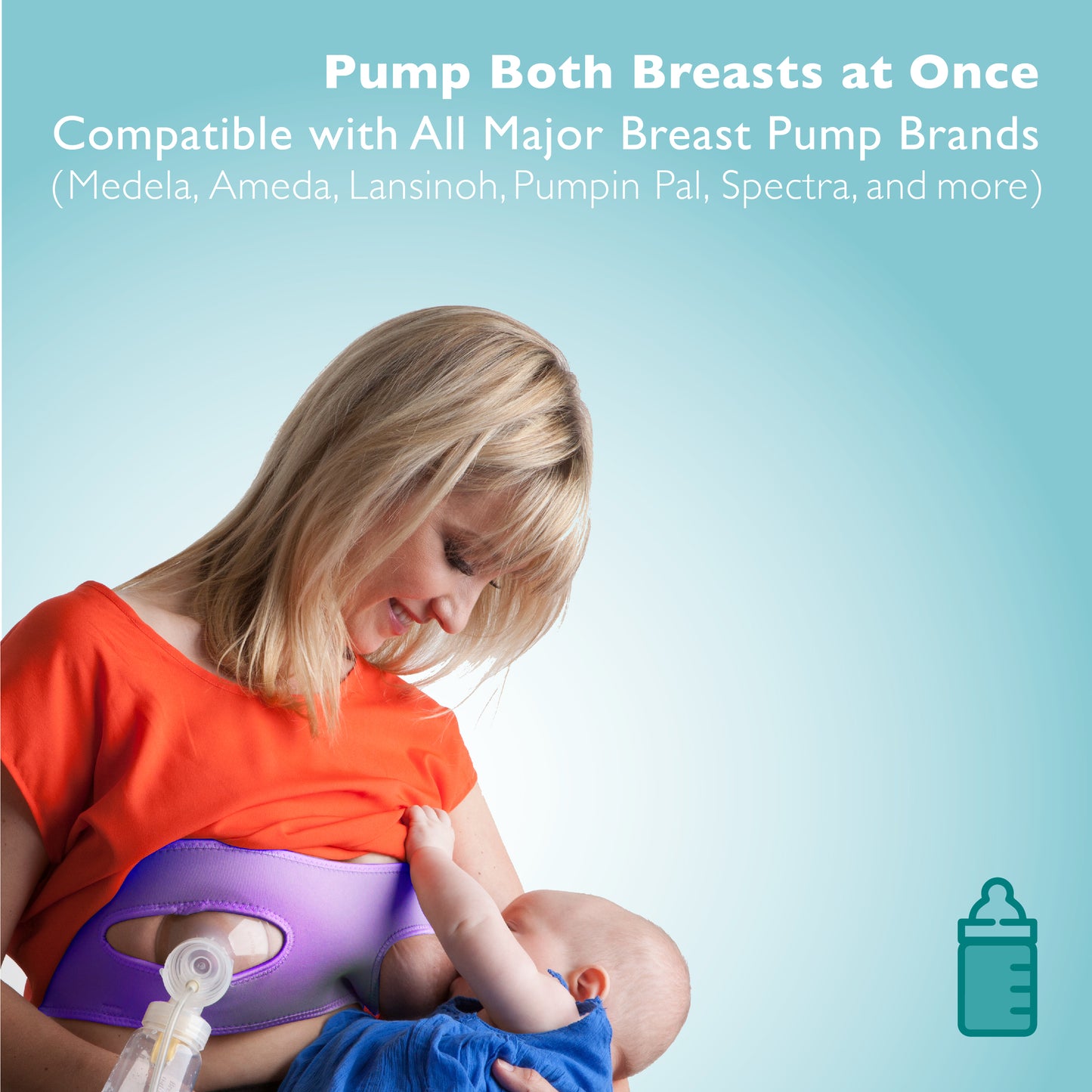Pump Strap HandsFree Pumping & Nursing Bra – Pump More in Less Time - Fits All Moms, Purple