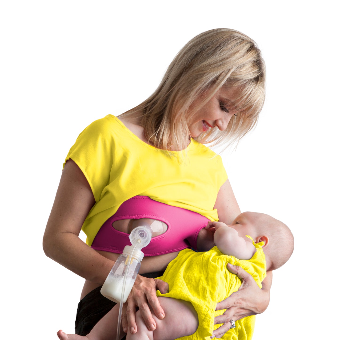 Pump Strap HandsFree Pumping & Nursing Bra – Pump More in Less Time - Fits All Moms, Pink